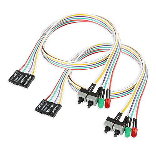 Electop 2 Pack ATX Power Supply Switch Cable,27 inch LED Light HDD Cable for PC Computer Motherboard, Reset Re-Starting On and Off Switch Wire